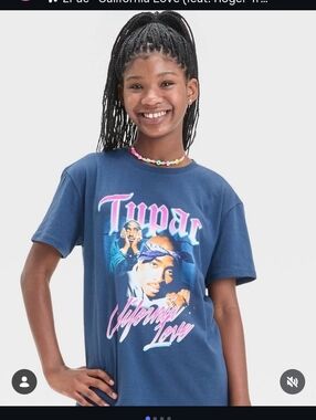 Navy Tupac Graphic Short Sleeve Tee for Kids